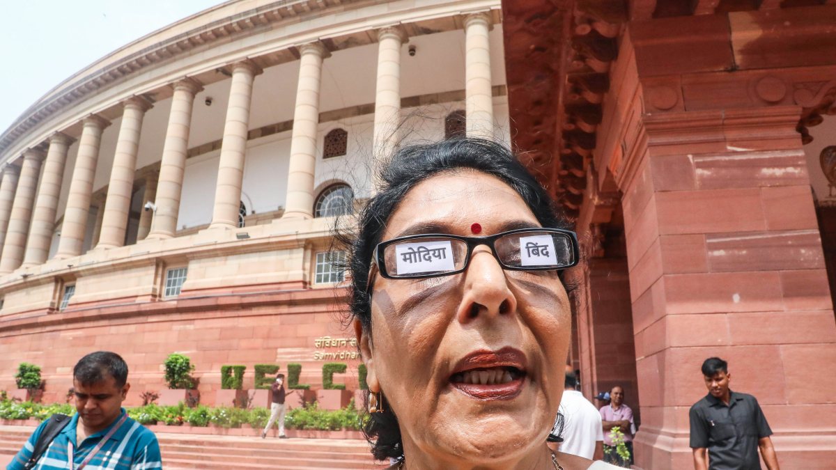 Congress MP Renuka Chowdhury addresses media at Parliament