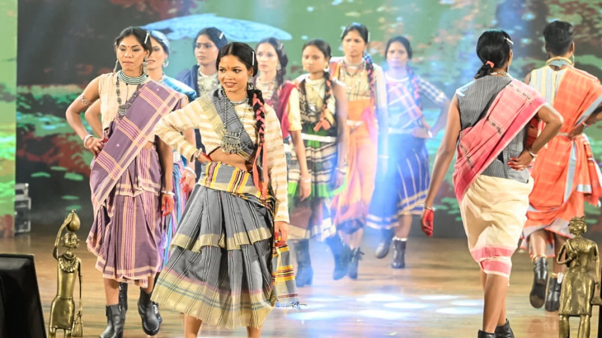 Surrendered women naxals walk ramp at Tribal fashion show in Raipur