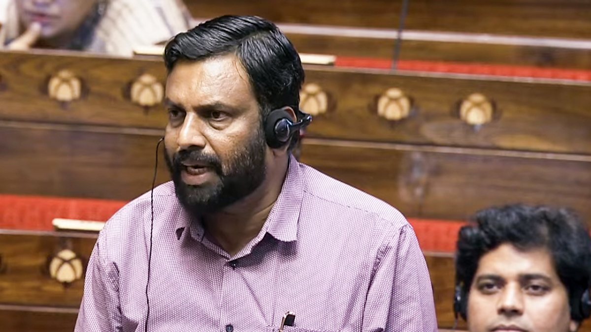 CPI MP P Sandosh Kumar speaks in Rajya Sabha during Monsoon session