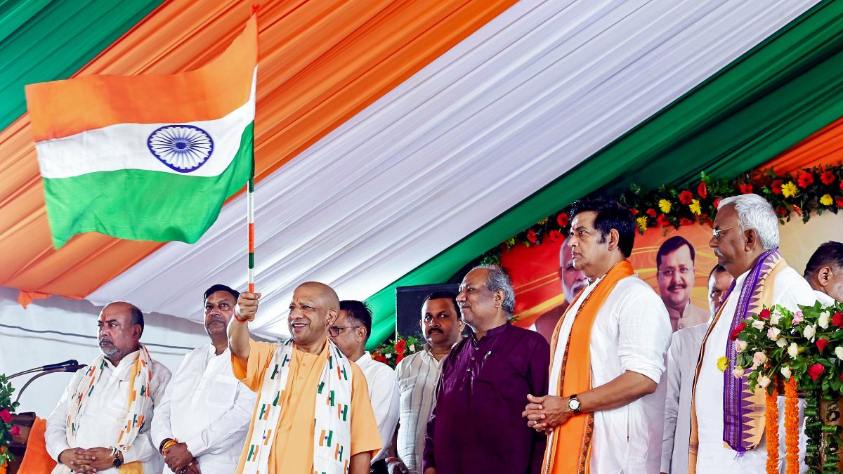 Yogi Adityanath leads Tiranga Yatra in Gorakhpur