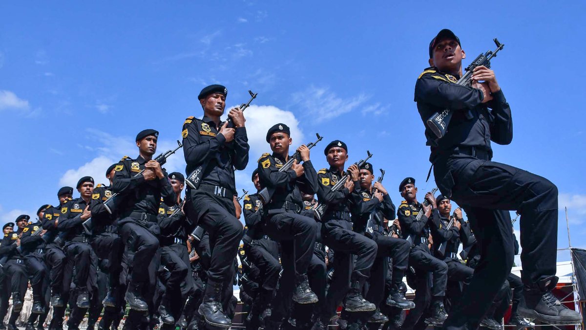 Assam police commandos rehearse for Independence Day parade in Guwahati
