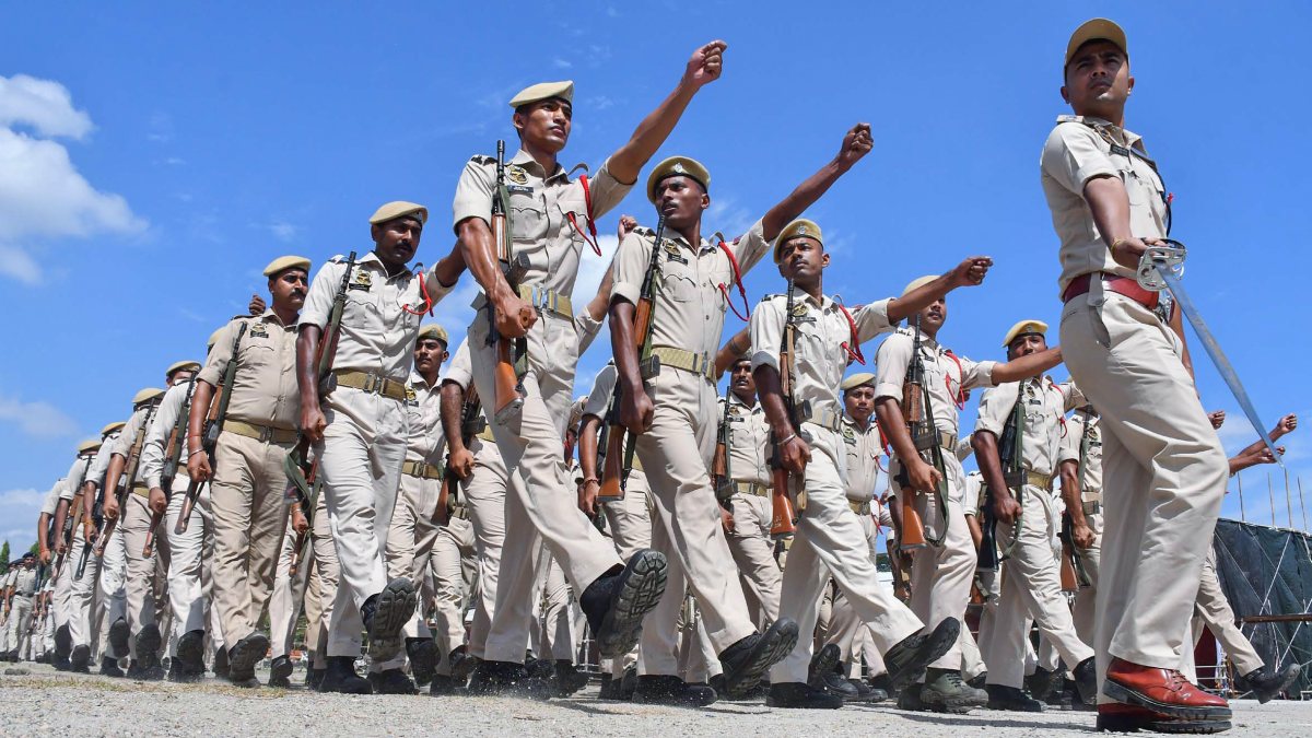Security personnel rehearse for Independence Day parade in Guwahati