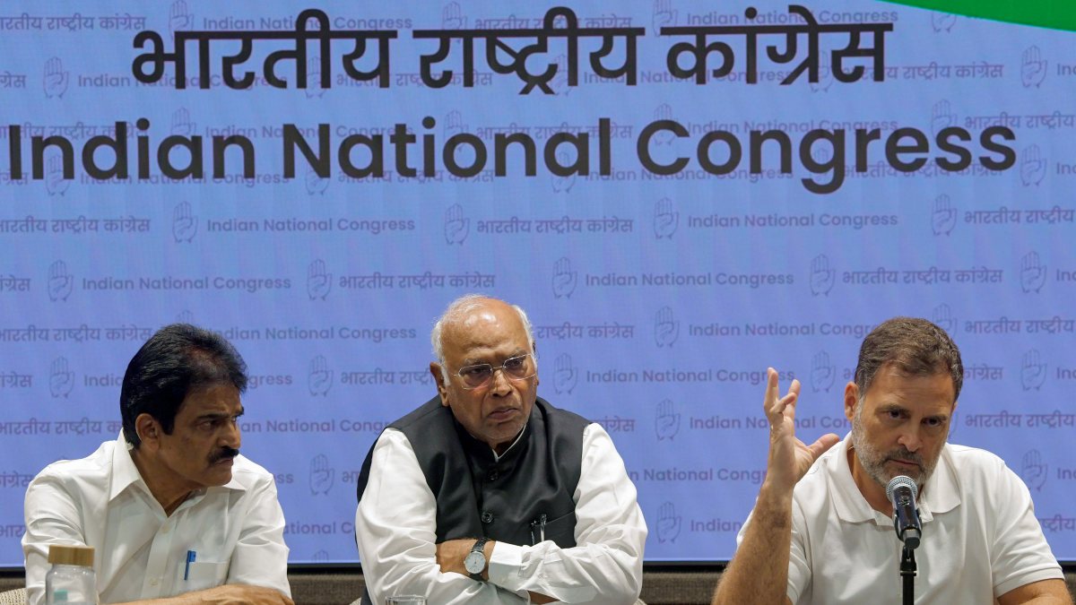 Rahul Gandhi addresses press conference at Indira Bhawan