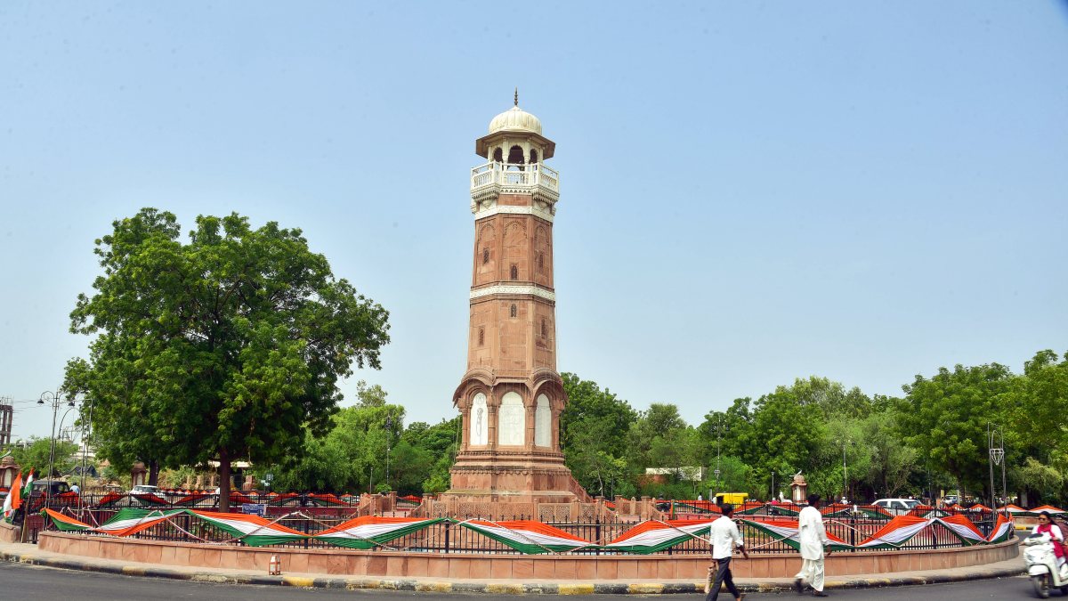 War memorial adorned with tricolour for Har Ghar Tiranga campaign