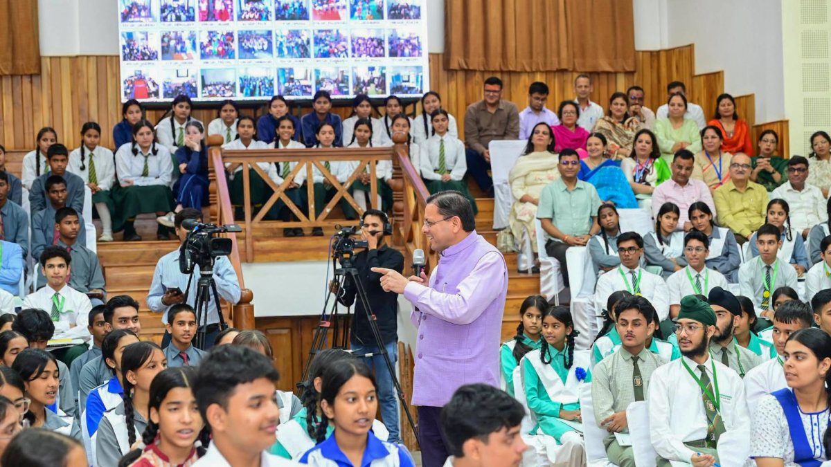 Uttarakhand CM Dhami interacts with students at youth conclave in Dehradun