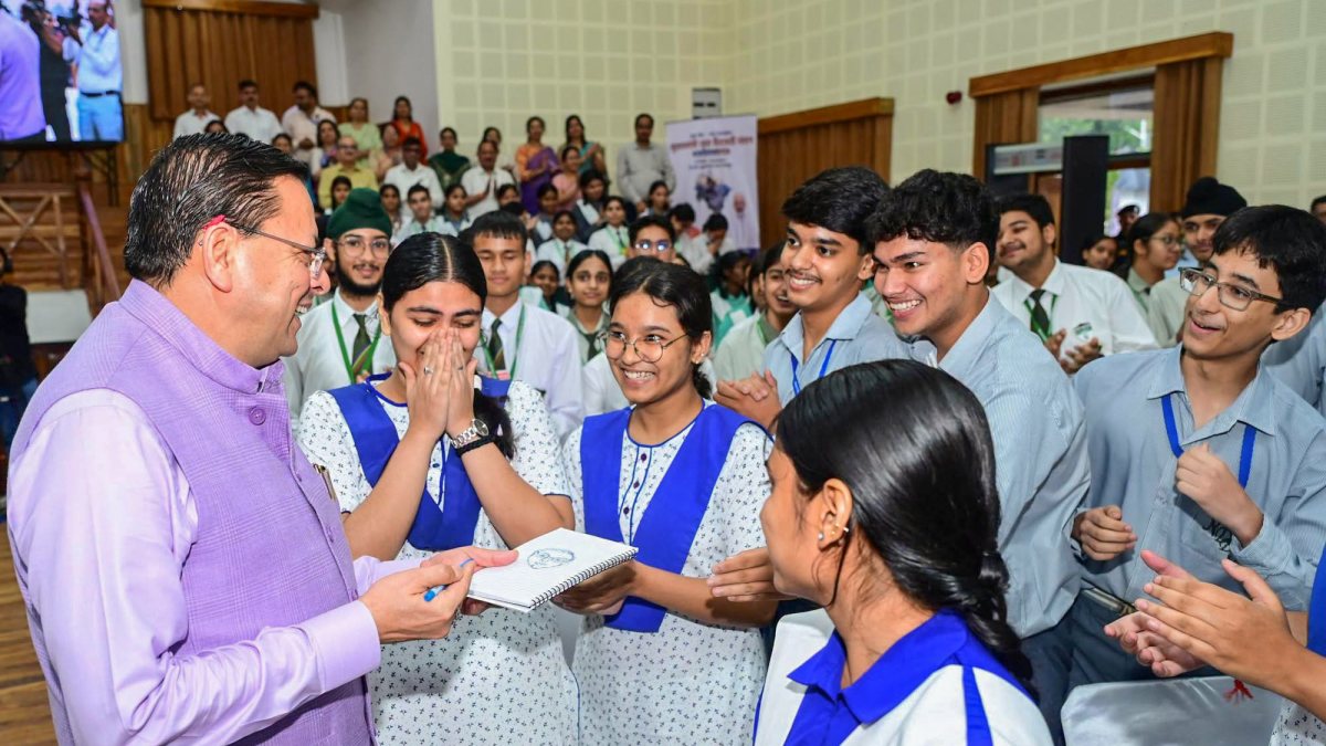 Uttarakhand CM Dhami interacts with students at youth conclave in Dehradun