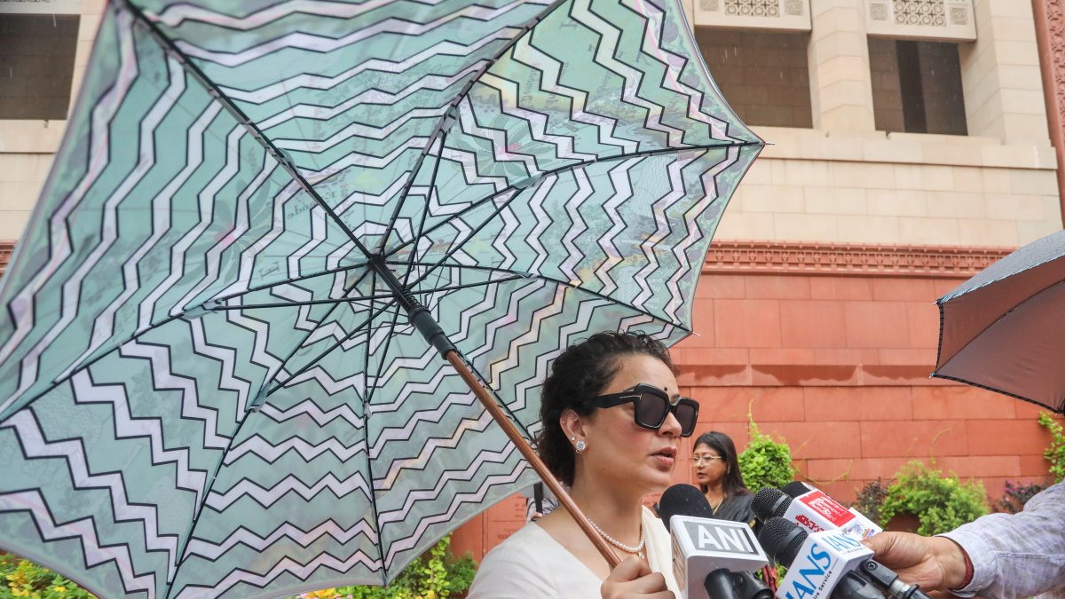 Kangna Ranaut speaks to media at Parliament during Monsoon Session