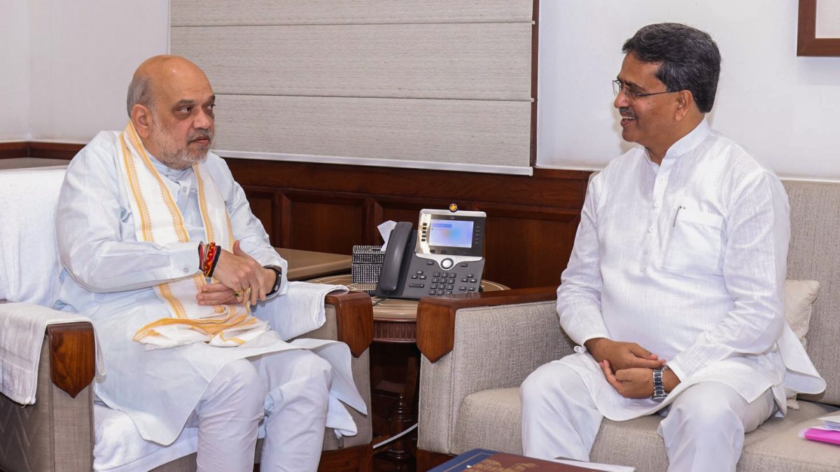 Amit Shah meets Tripura CM Manik Saha in New Delhi