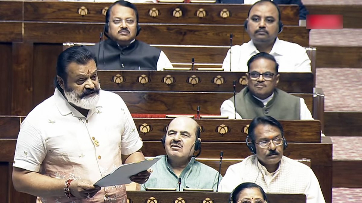 Minister Suresh Gopi addresses Rajya Sabha during Monsoon session