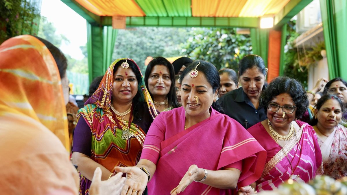 Delhi CM Rekha Gupta attends Teej Milan event in New Delhi