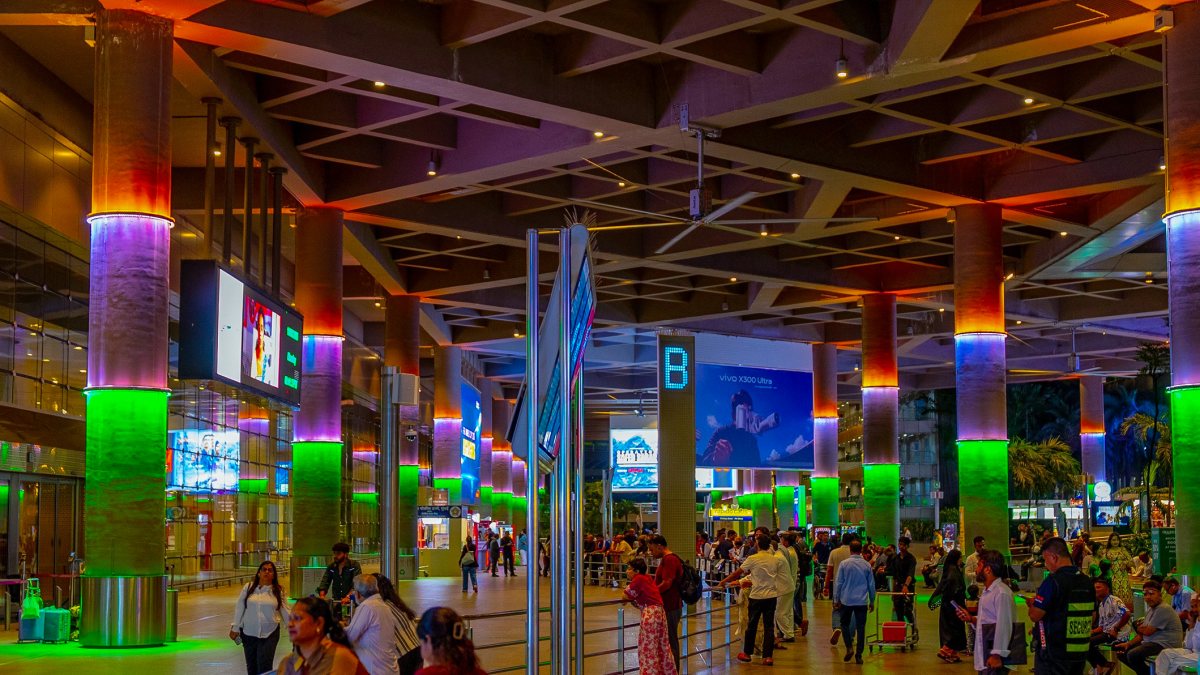 Mumbai airport illuminated ahead of 80th Independence Day