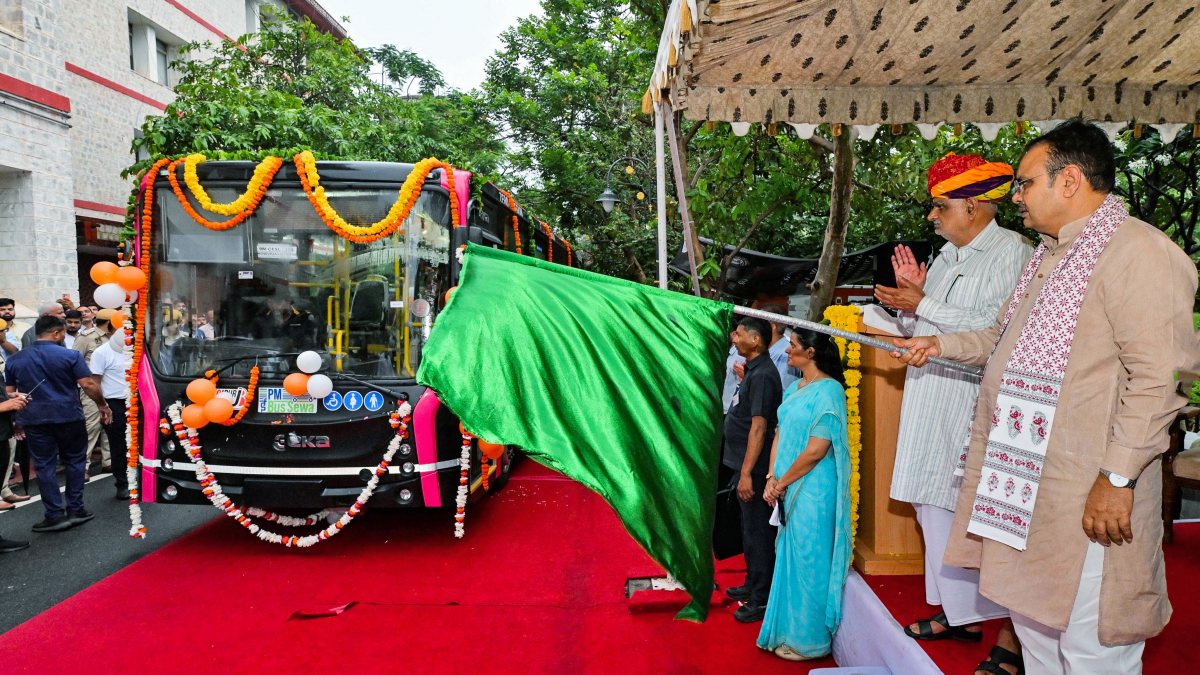 Rajasthan CM flags off new PM-E buses in Jaipur