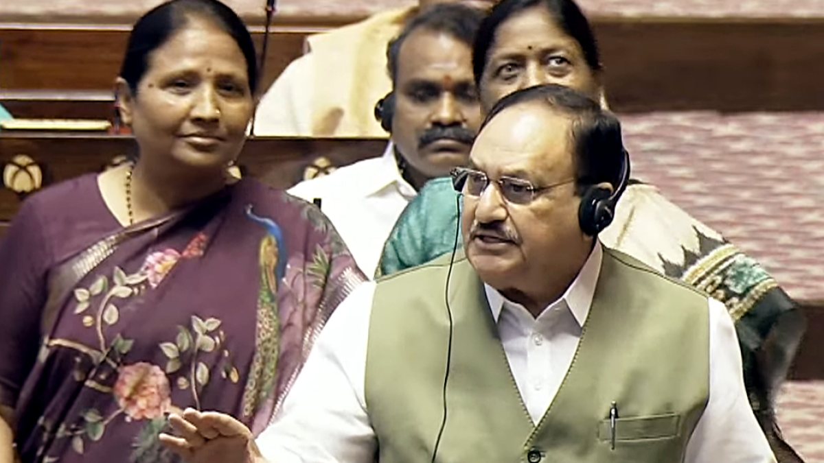 JP Nadda addresses Rajya Sabha during Monsoon session