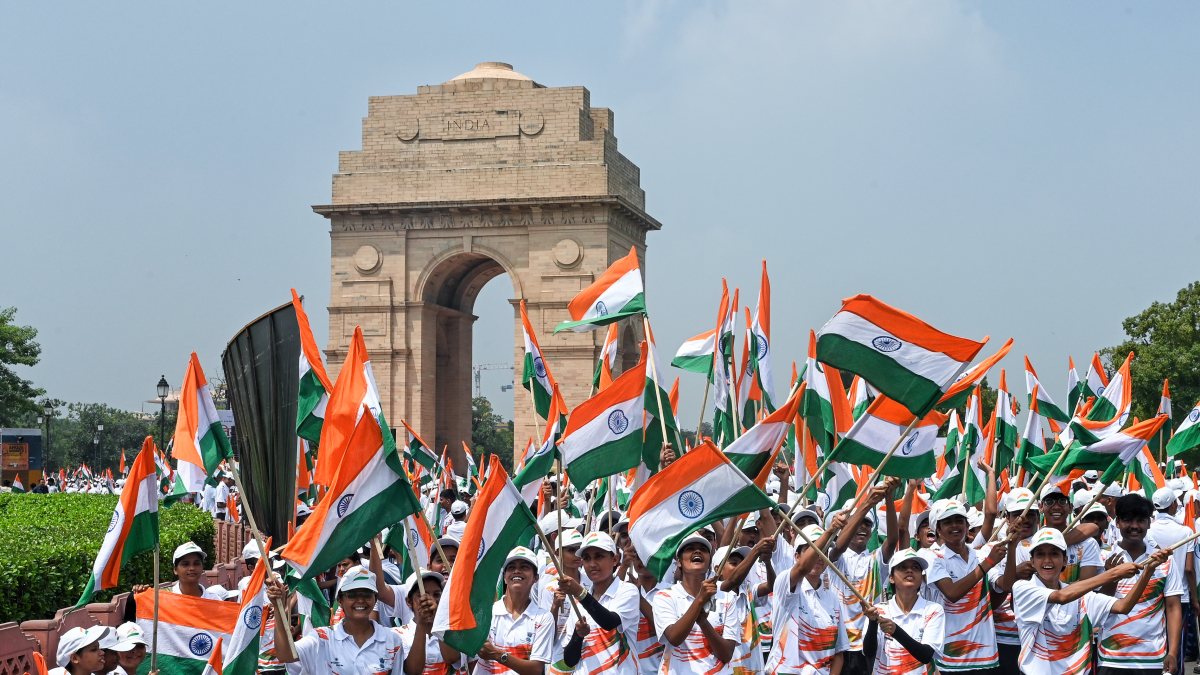 Children join Tiranga Yatra at India Gate in New Delhi