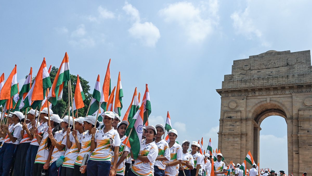 Children join Tiranga Yatra at India Gate in New Delhi