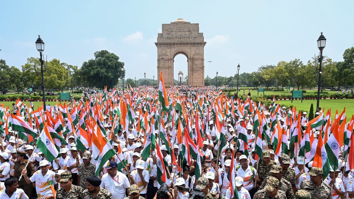 Children join Tiranga Yatra at India Gate in New Delhi