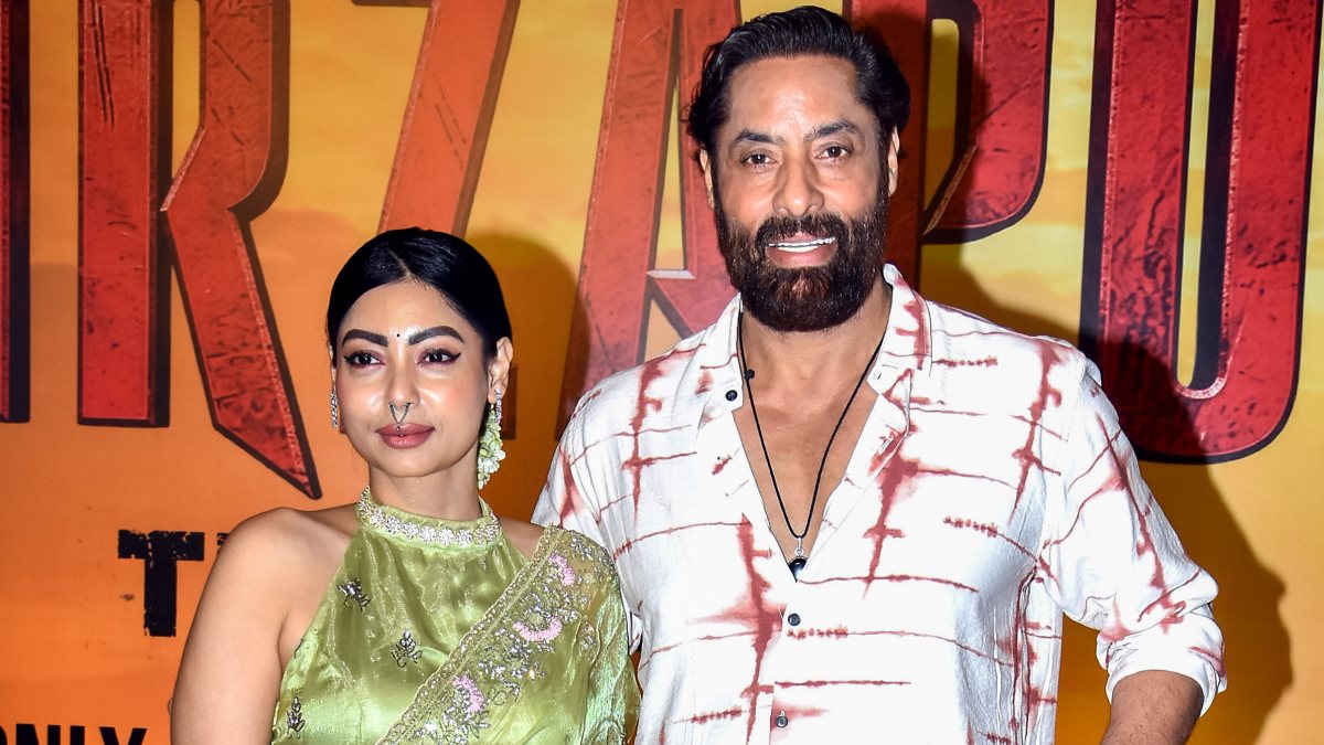 Shaji Choudhary and Anangsha Biswas at Mirzapur trailer launch in Mumbai