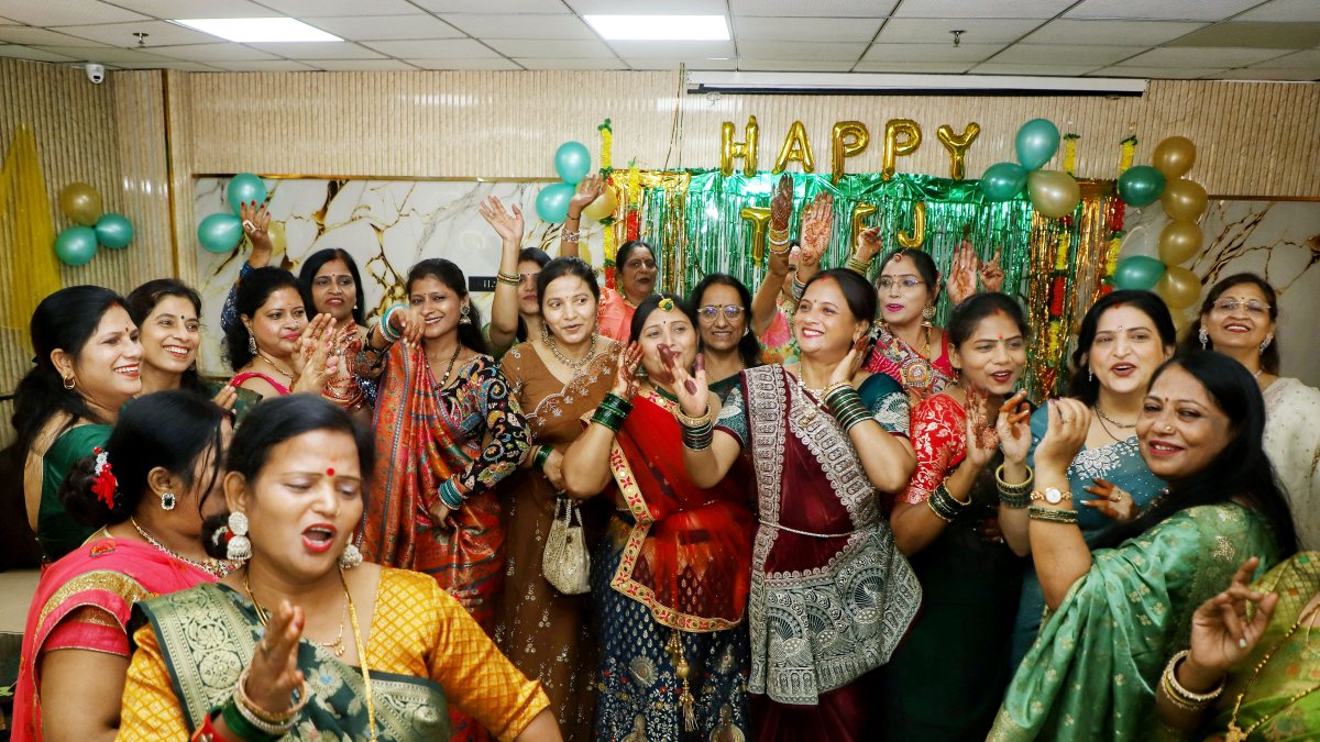 Women dance in Lucknow to celebrate Hariyali Teej