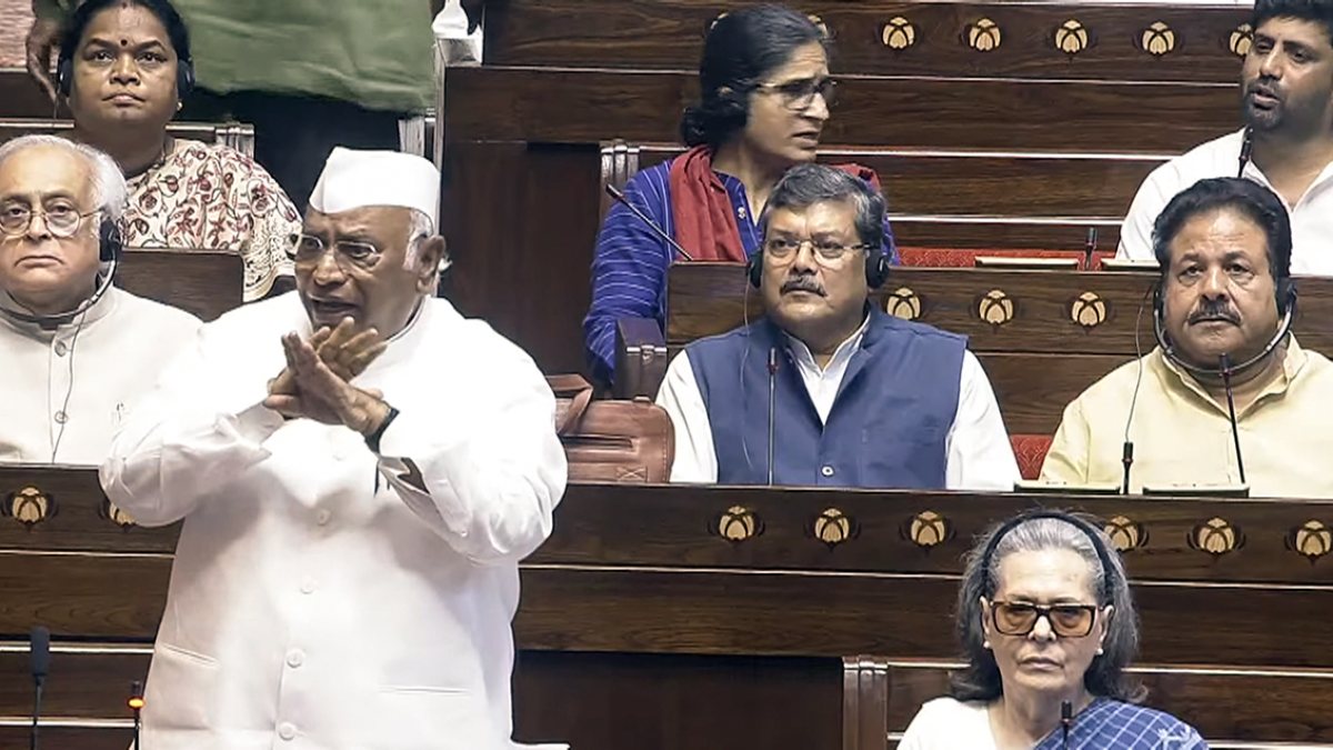 Kharge speaks in Rajya Sabha during Monsoon session