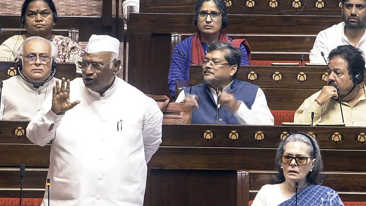 Kharge speaks in Rajya Sabha during Monsoon session