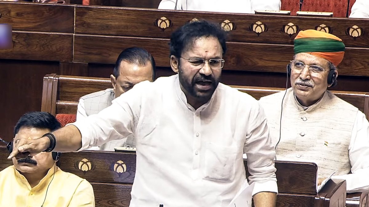 Union Minister G Kishan Reddy addresses Rajya Sabha during Monsoon session