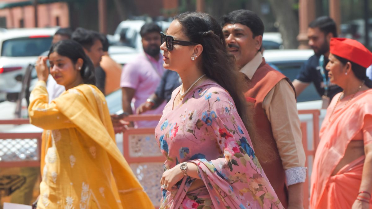 BJP MP Kangana Ranaut arrives at Parliament for Monsoon Session