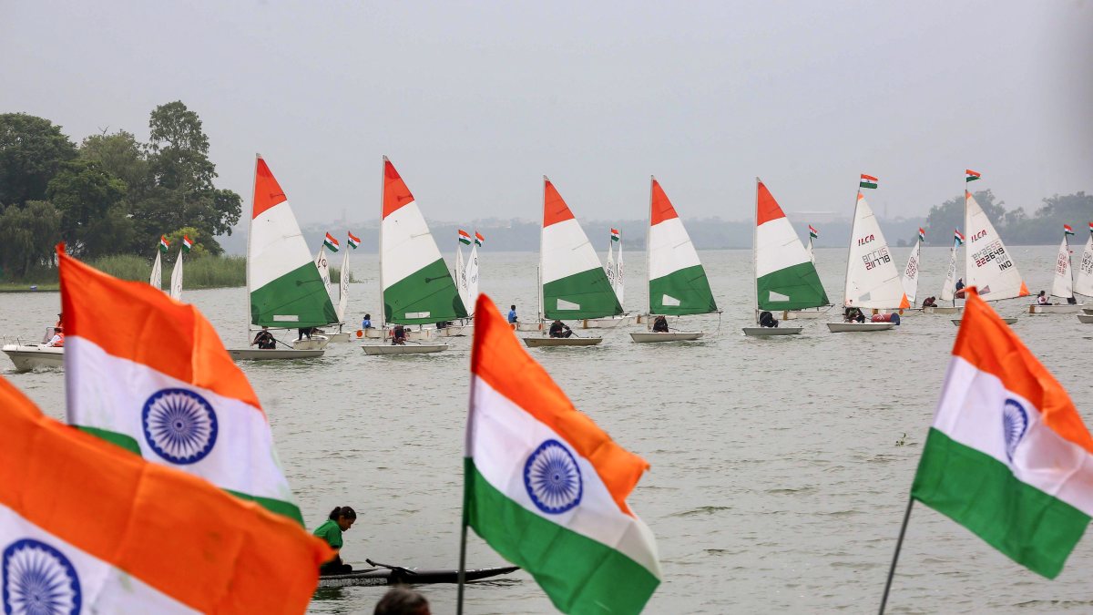 Tiranga boat rally held at Bhopal's Upper Lake ahead of Independence Day