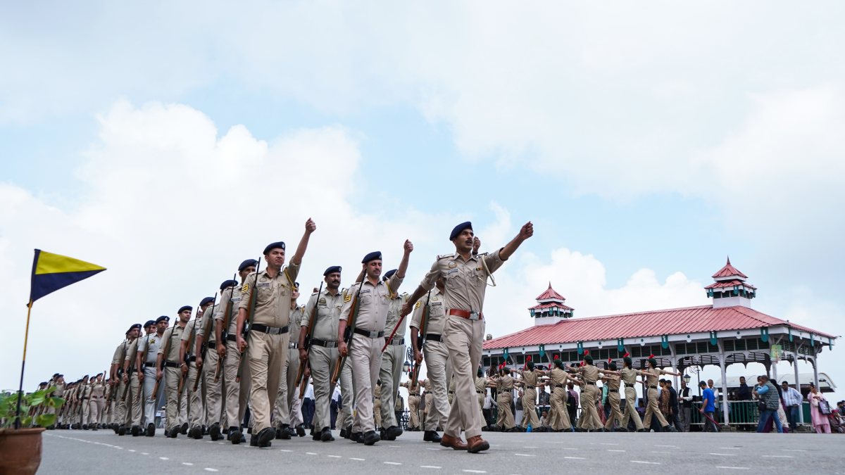 Police march in Shimla rehearsals for 80th Independence Day