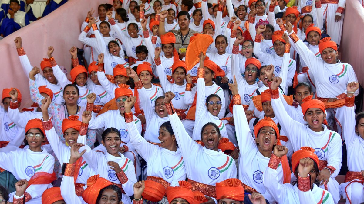 Students rehearse for 80th Independence Day in Bikaner