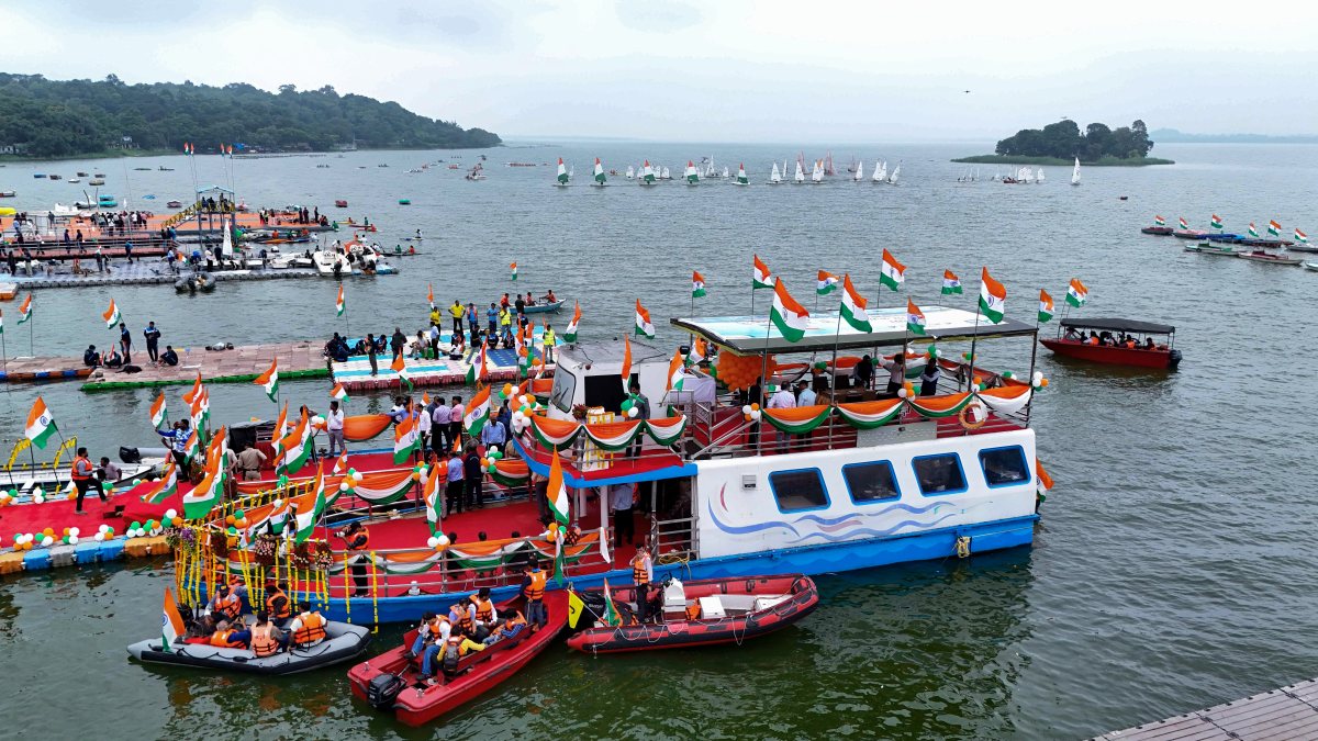 Tiranga boat rally held in Bhopal lake ahead of Independence Day