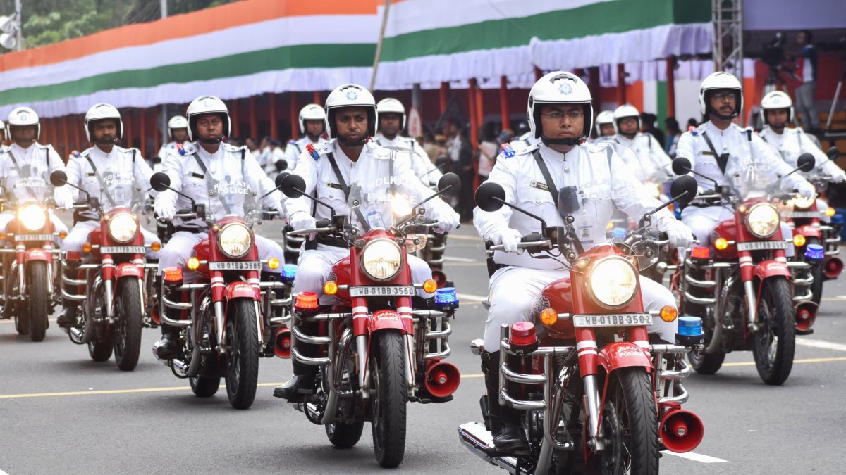 Kolkata Police rehearse for 80th Independence Day celebrations