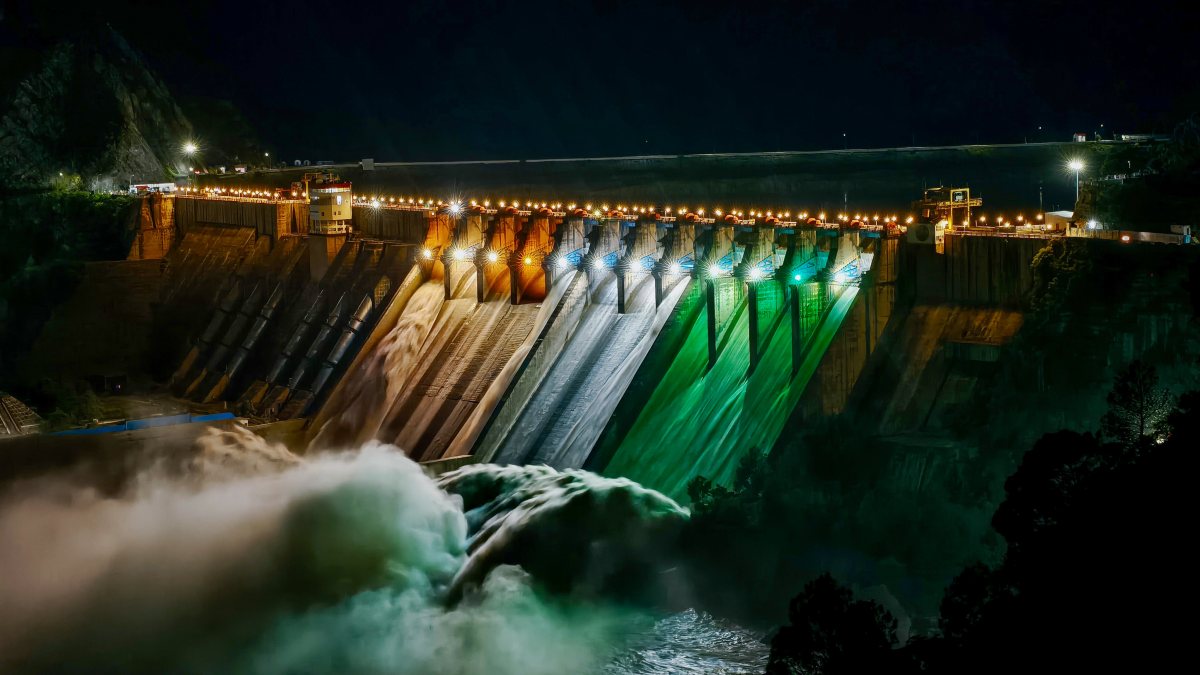 Tricolour illuminates Salal Dam ahead of 80th Independence Day