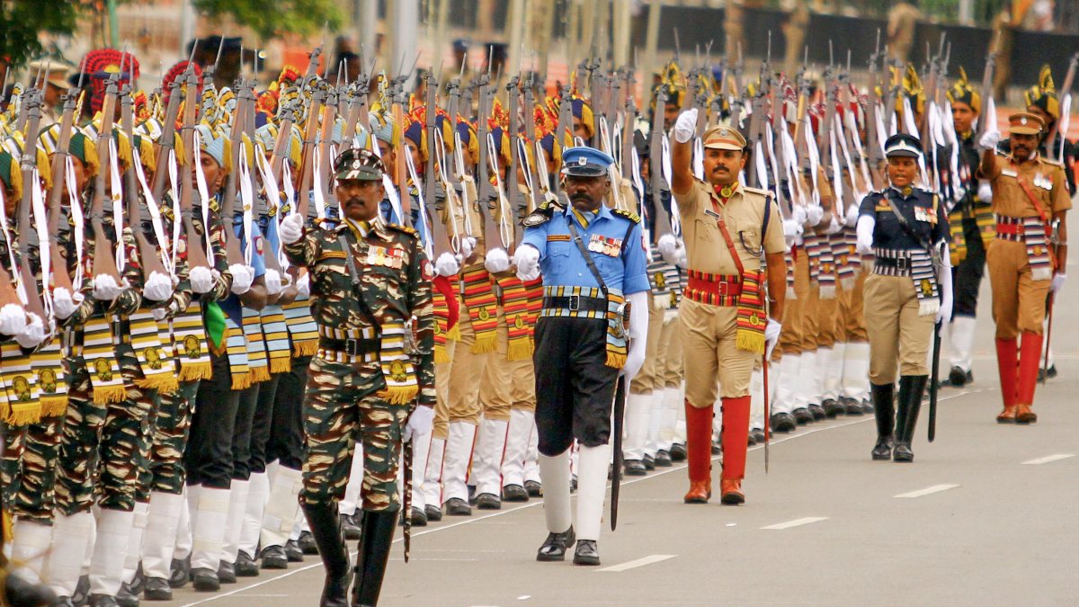 Tamil Nadu Police rehearse for 80th Independence Day in Chennai