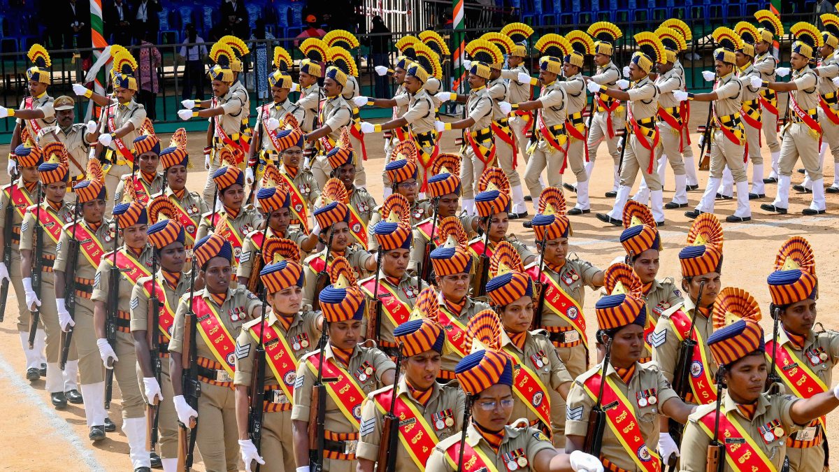 Bengaluru police rehearse for Independence Day celebrations
