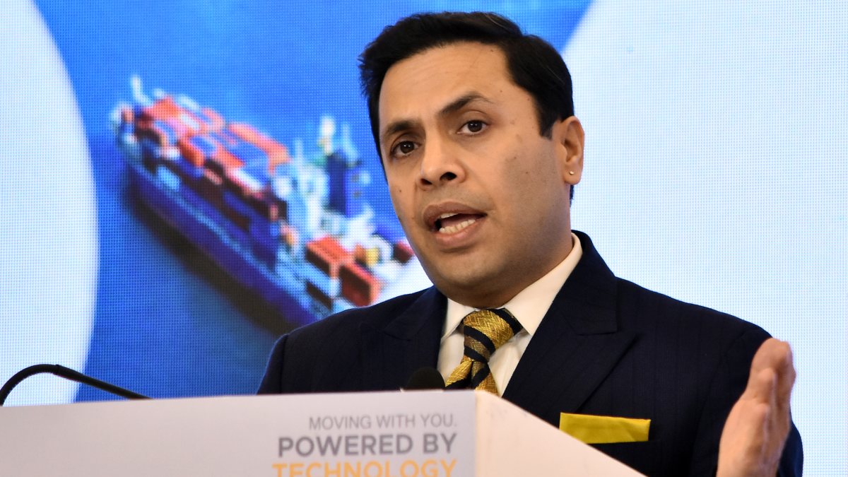 Skyways Air Services CMD addresses press conference in Mumbai
