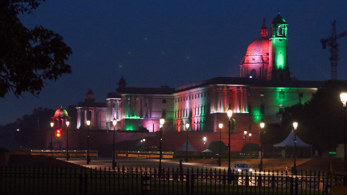 Rashtrapati Bhavan lit up in tricolour ahead of Independence Day