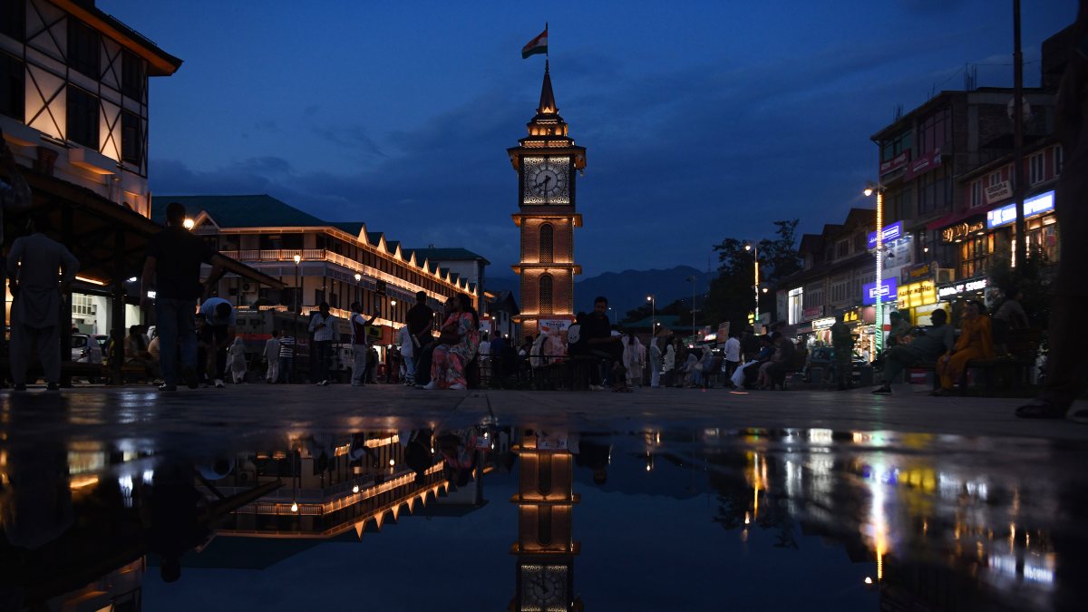 Clock tower glows in Srinagar ahead of 80th Independence Day