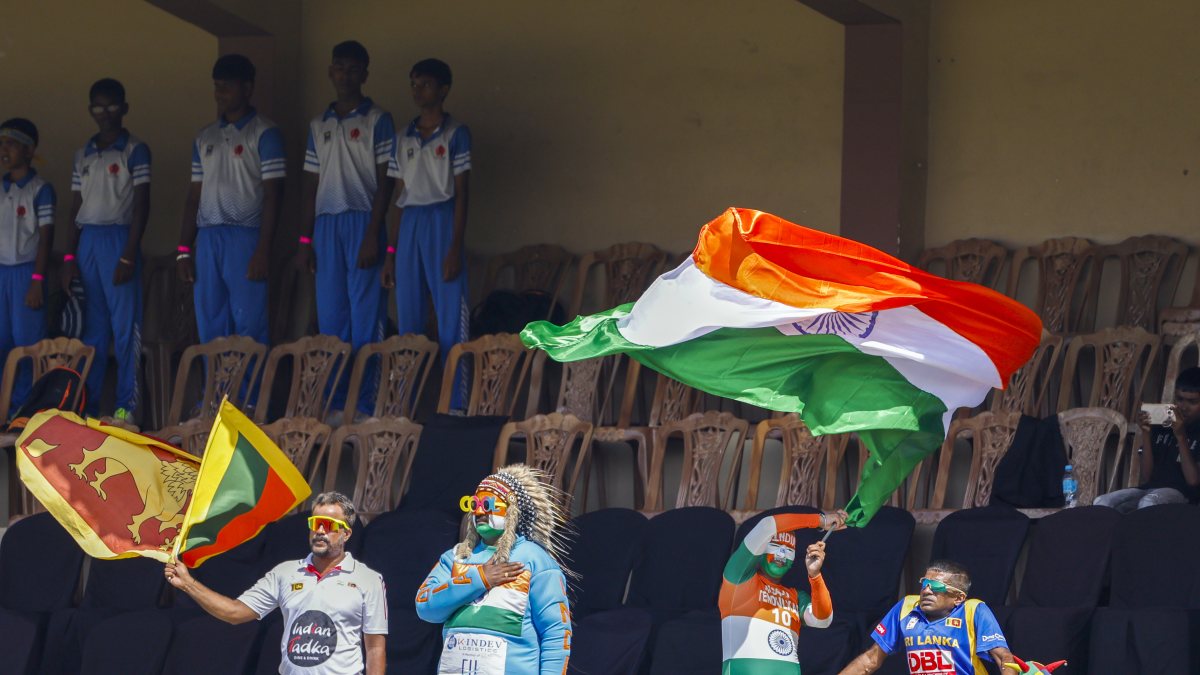 Fans wave flags as India take on Sri Lanka in Galle Test
