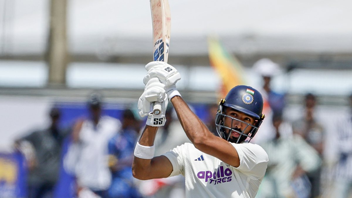 Devdutt Padikkal plays a shot on day 1 of first Test in Galle