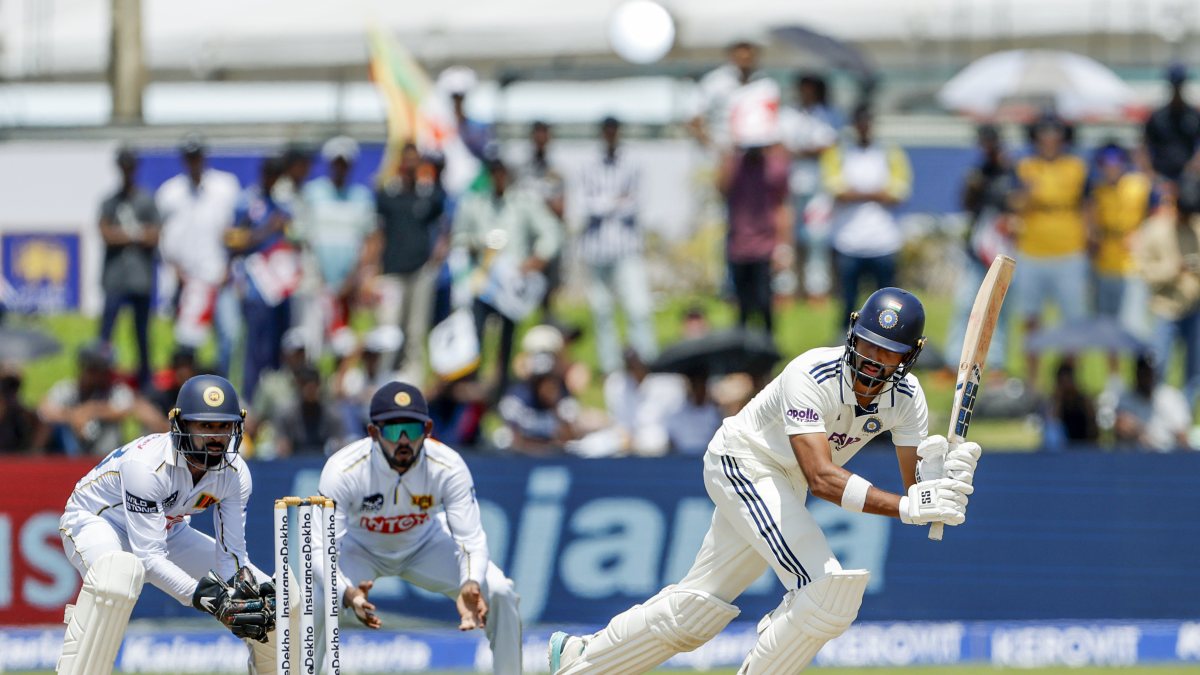 Devdutt Padikkal plays a shot on day 1 of first Test in Galle