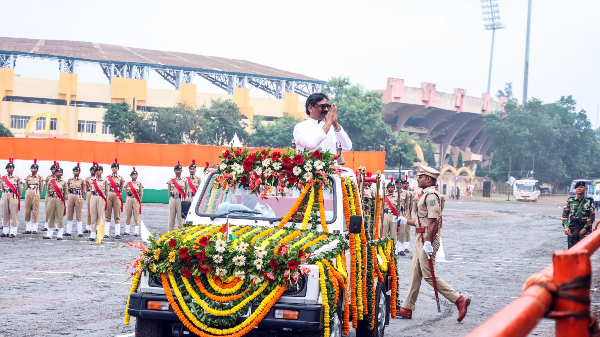 Jharkhand CM Hemant Soren takes salute at Independence Day parade