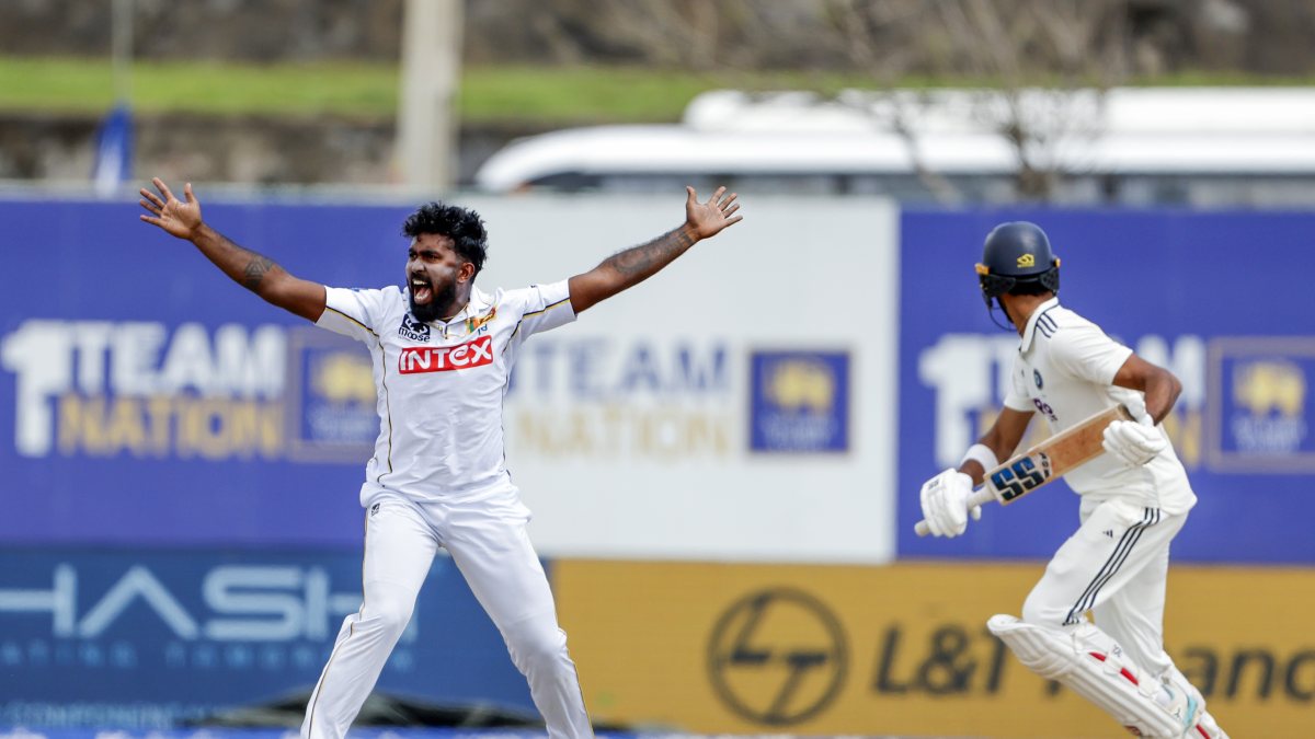 Sri Lanka's Asitha Fernando appeals during day one of first Test