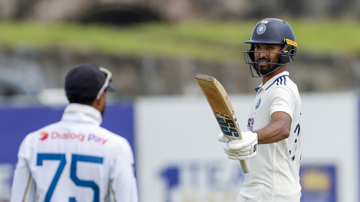 India's Devdutt Padikkal celebrates his half-century during day 1 of the 1st…