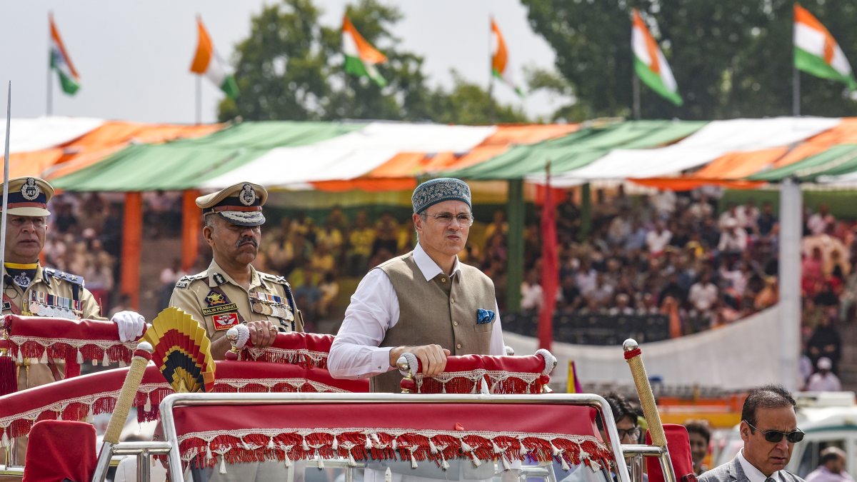 J&K CM Omar Abdullah inspects Independence Day parade in Srinagar