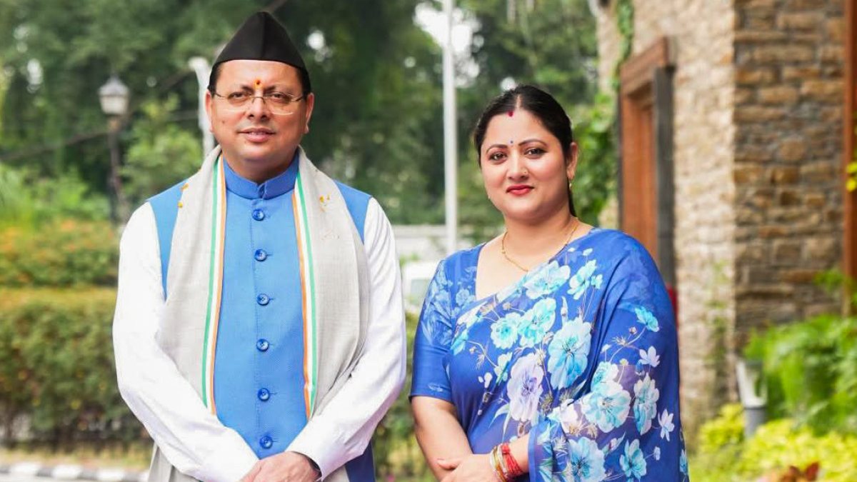Uttarakhand CM Dhami hoists flag with wife on Independence Day