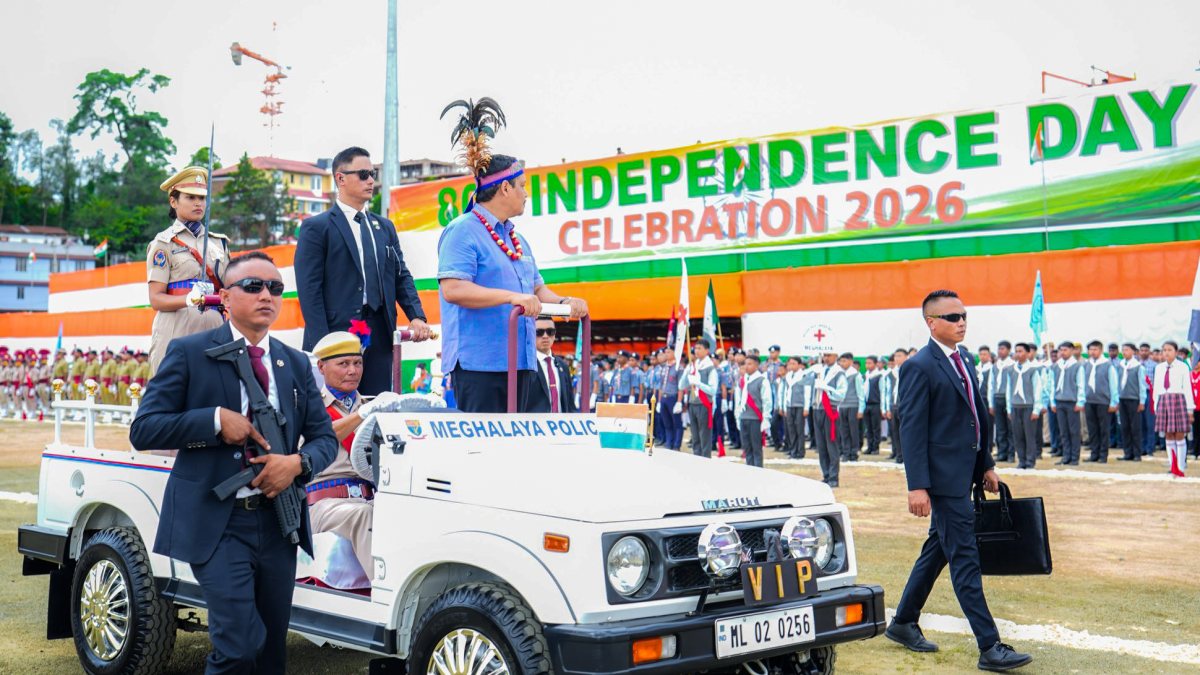 CM Sangma inspects Guard of Honour at Shillong I-Day event