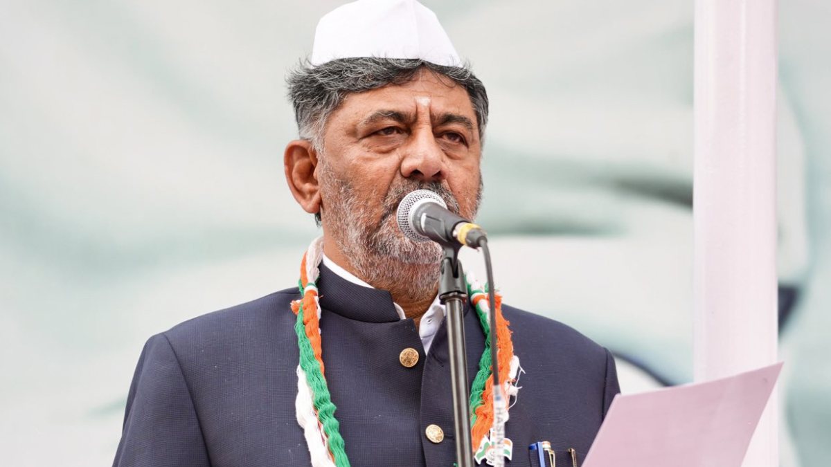 Karnataka CM Shivakumar hoists flag at KPCC office on Independence Day