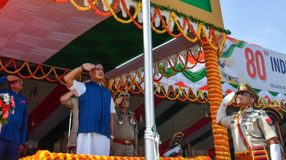 Assam CM Sarma salutes flag at 80th Independence Day event in Guwahati