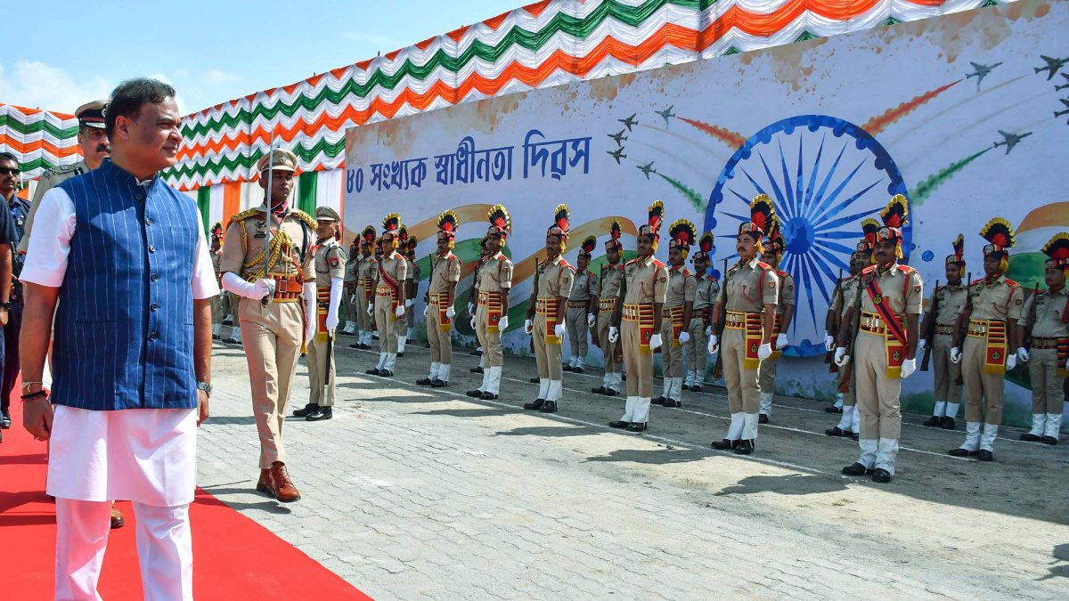Assam CM Sarma inspects guard of honour at I-Day event in Guwahati
