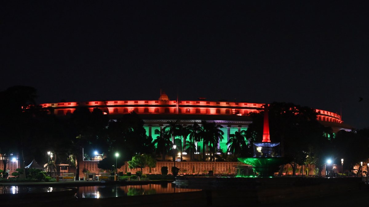 Old Parliament House lit in tricolour for 80th Independence Day